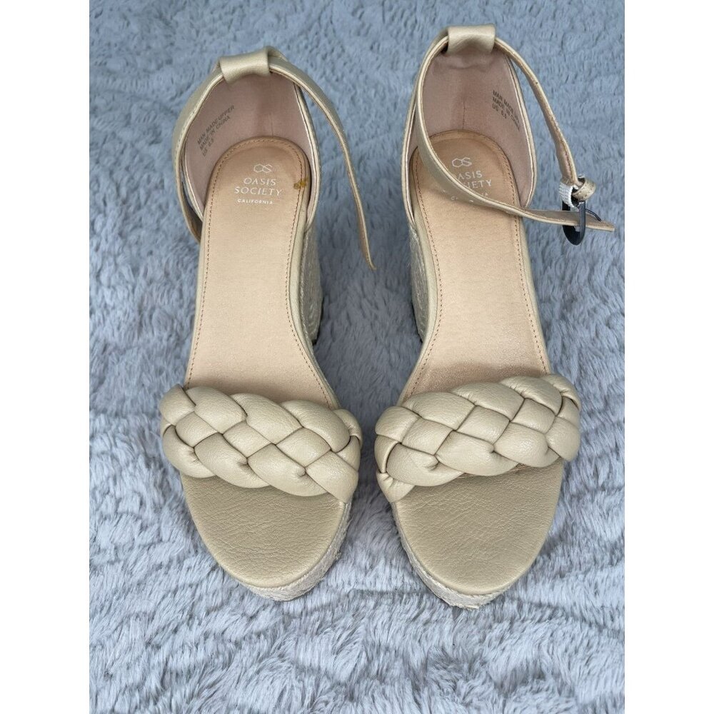 Oasis Society Roccio Puffer Heeled Sandal Beige Women's Shoes Sz 6.5